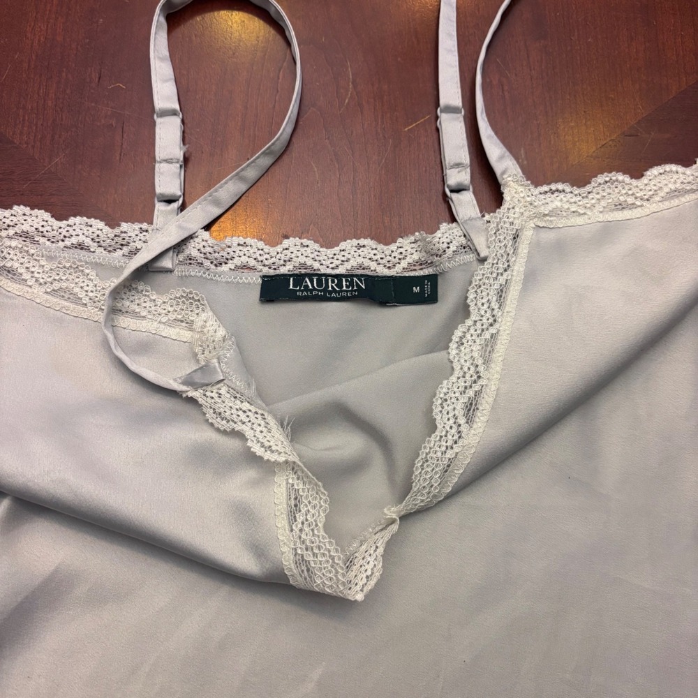 Lauren Ralph Lauren Light Blue Lace-Trim Camisole - Picture 4 of 11